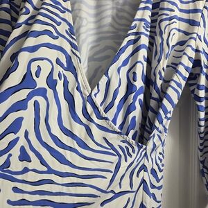 J. McLaughlin Blue and White Zebra Print Blouse
